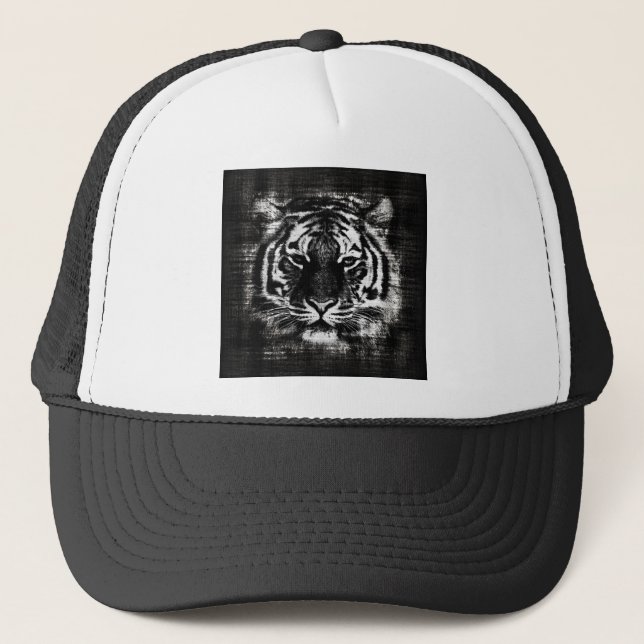 Camionero Gorra de cosecha de tigres negros y blancos (Anverso)