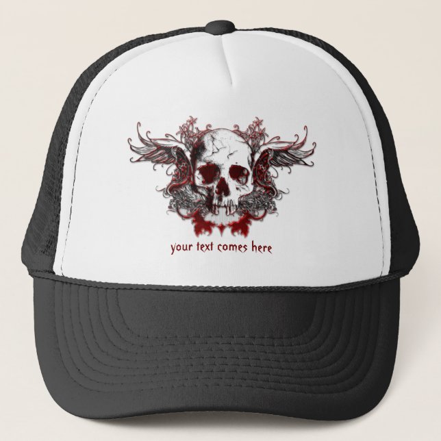 Camionero gorra de cráneo rojo oscuro (Anverso)