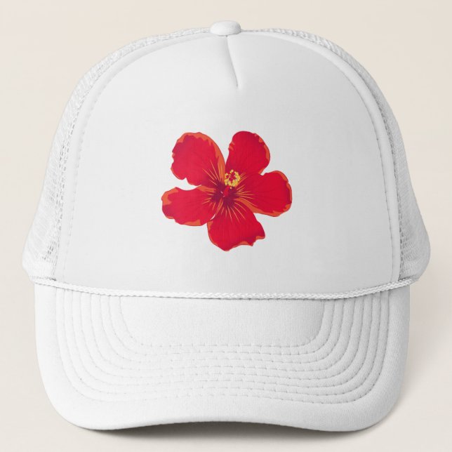 Camionero Gorra de cubo bordado de flor roja (Anverso)