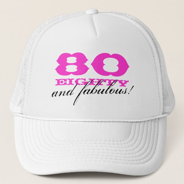 Camionero gorra de cumpleaños número 80 para mujeres| 80 y f (Anverso)
