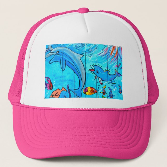 Camionero gorra de delfines riéndose (Anverso)