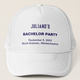 Camionero Gorra de despedida de soltero con texto azul oscur