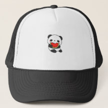 Gorra de dibujos animados de panda lindo comiendo