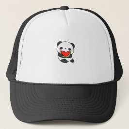 Camionero Gorra de dibujos animados de panda lindo comiendo 
