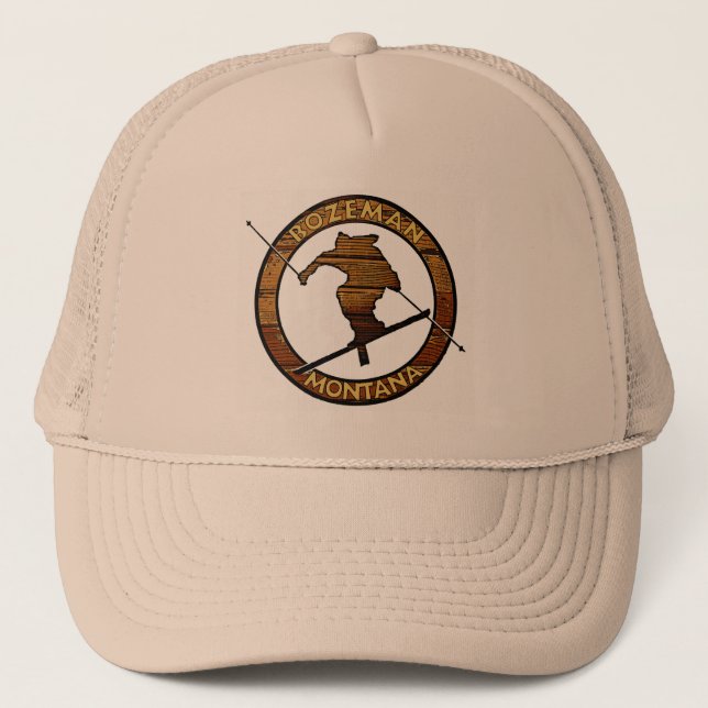 Camionero Gorra de esquí de madera Bozeman Montana (Anverso)
