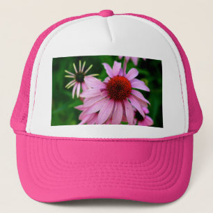 Camionero gorra de flor rosa de la equinácea