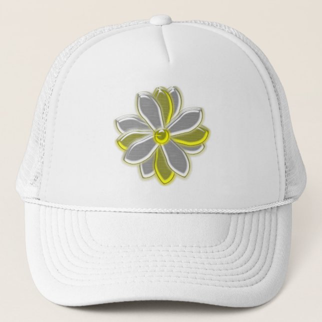 Camionero Gorra de flores de margarita brillante (Anverso)