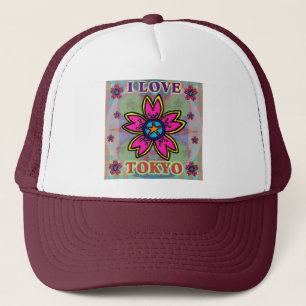 Camionero gorra de flores "I LOVE TOKYO"
