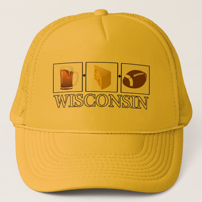 Camionero Gorra de Fútbol de Queso de Cerveza de Wisconsin (Anverso)