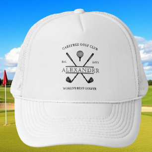 Camionero Gorra de golf de nombre blanco y negro