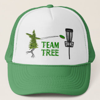 Camionero gorra de golf en disco de árbol de equipo