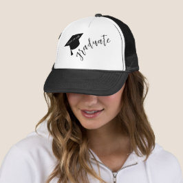 Camionero Gorra de graduación minimalista negro y blanco Gra