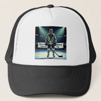 Camionero Gorra de hockey con palo hacia abajo y cabeza haci