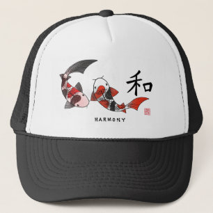 Camionero Gorra de la armonía de los pescados de Koi