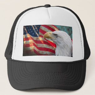 Camionero Gorra de la bandera americana con Eagle