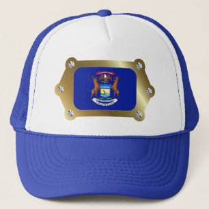 Camionero Gorra de la bandera con marco de Michigan