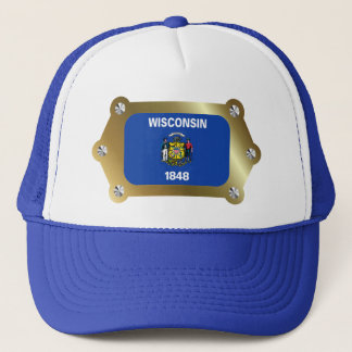 Camionero Gorra de la bandera con marco de Wisconsin