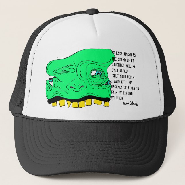 Camionero GORRA de la CARA del Goblin con el poema (Anverso)