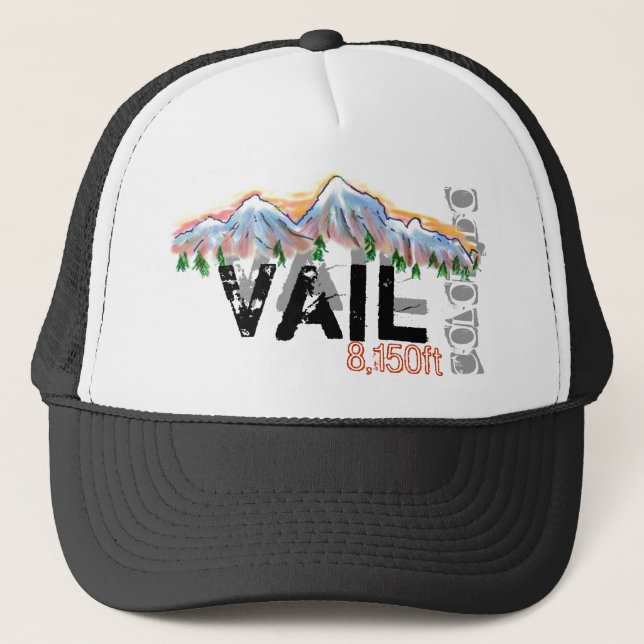 Camionero Gorra de la elevación de Vail Colorado (Anverso)