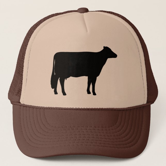 Camionero Gorra de la granja Holstein Cow Silhouette (Anverso)