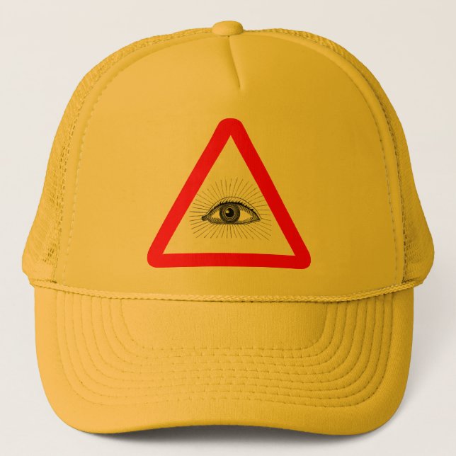 Camionero gorra de la señal de peligro del illuminati (Anverso)