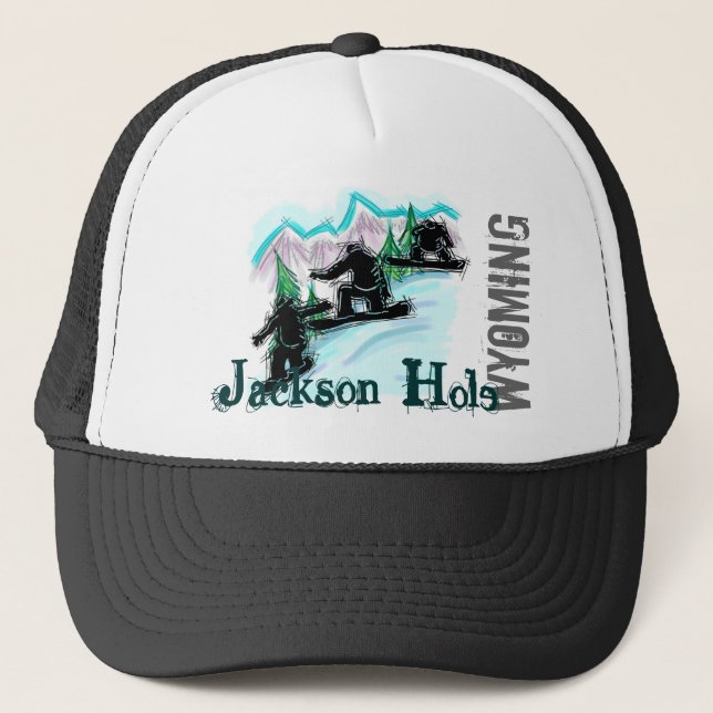 Camionero Gorra de la snowboard de Jackson Hole Wyoming (Anverso)