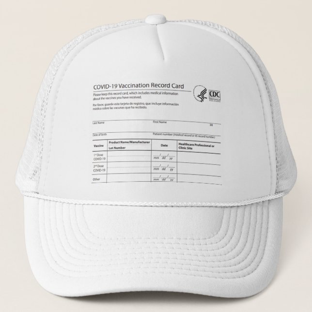 Camionero GORRA de la tarjeta de vacuna COVID 19 (Anverso)