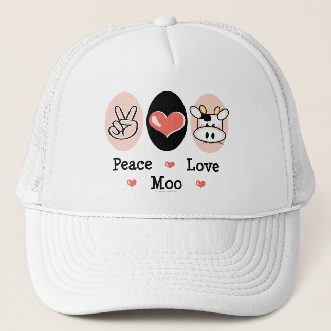 Camionero Gorra de la vaca del MOO del amor de la paz (Anverso)