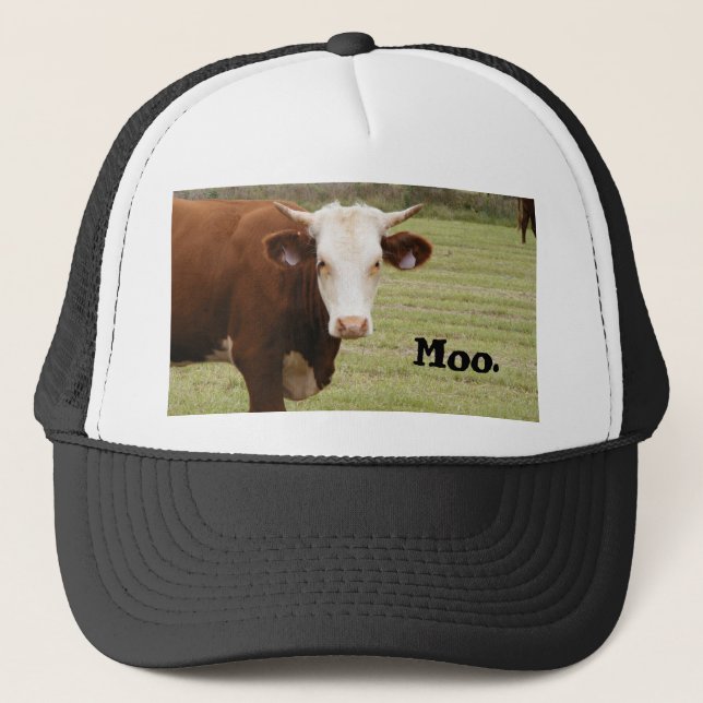 Camionero Gorra de la vaca: "MOO. " (Anverso)