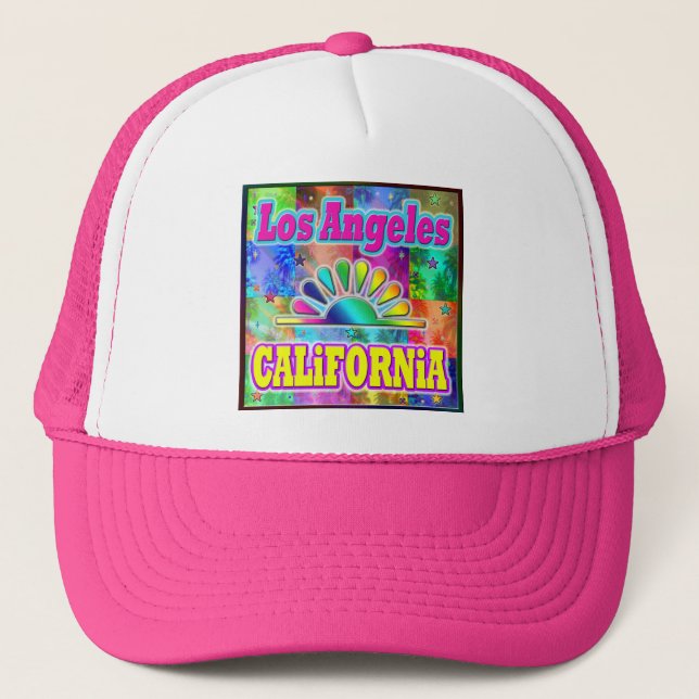 Camionero Gorra de Los Ángeles CA Sun & Palms (Anverso)