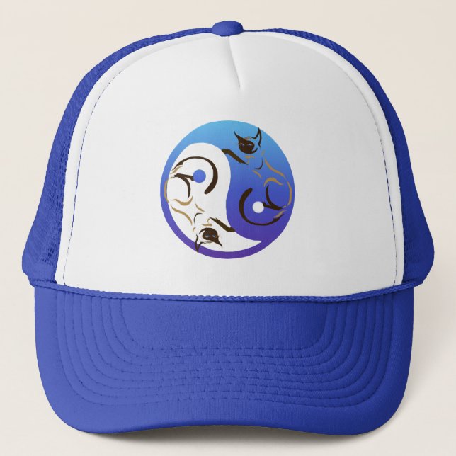 Camionero Gorra de los gatos siameses de Yin Yang (Anverso)