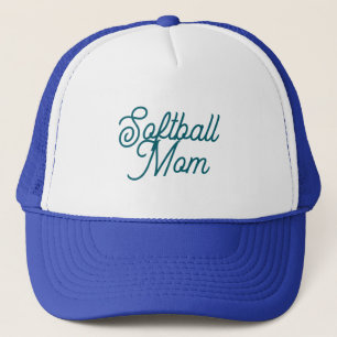 Camionero Gorra de Mamá de Sóftbol Azul y Blanco