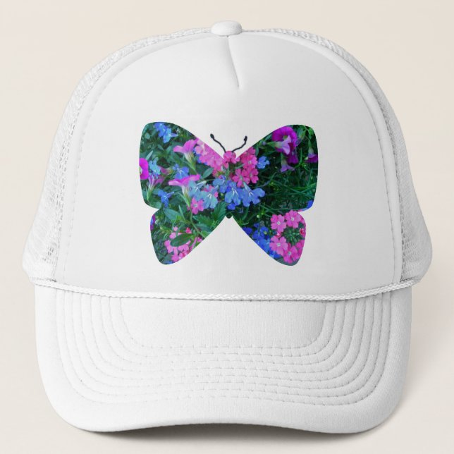 Camionero Gorra de mariposa de flores mixtas (Anverso)