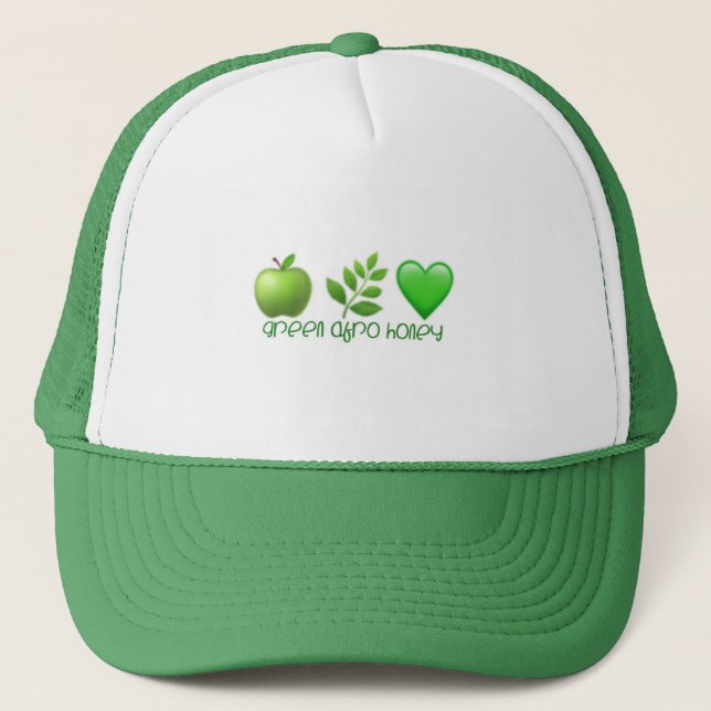 Camionero Gorra de miel verde afro 1 (Anverso)