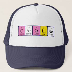 Camionero gorra de nombre de tabla periódica Caroline