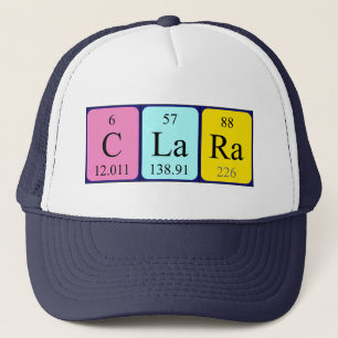 Camionero gorra de nombre de tabla periódica Clara