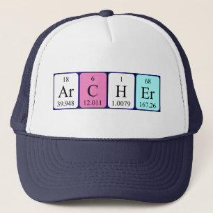 Camionero gorra de nombre de tabla periódica de Archer