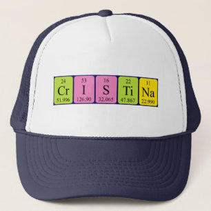 Camionero gorra de nombre de tabla periódica de Cristina