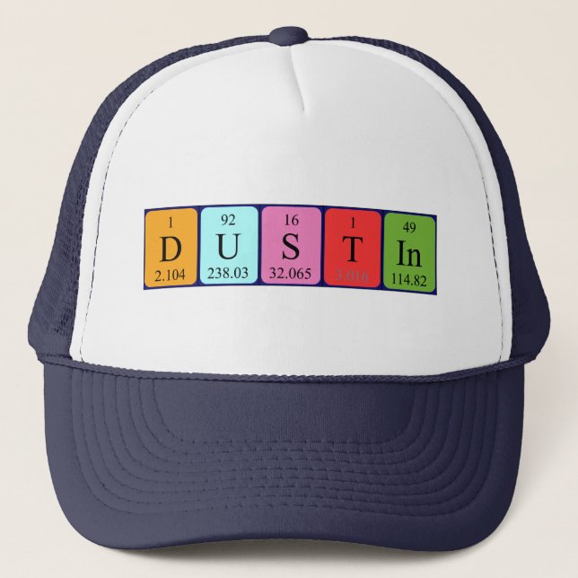 Camionero Gorra de nombre de tabla periódica de Dustin (Anverso)