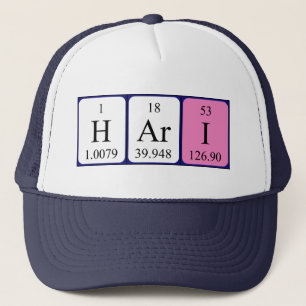 Camionero gorra de nombre de tabla periódica de Hari
