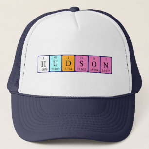 Camionero Gorra de nombre de tabla periódica de Hudson
