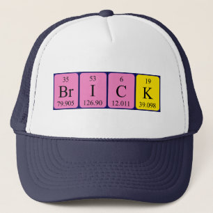 Camionero Gorra de nombre de tabla periódica de ladrillo