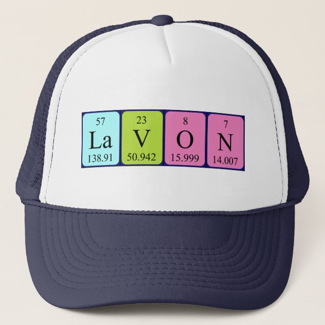 Camionero Gorra de nombre de tabla periódica de Lavon (Anverso)
