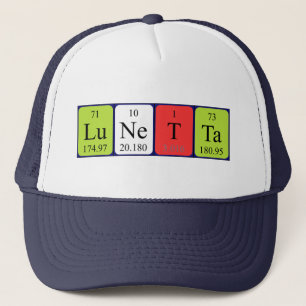 Camionero Gorra de nombre de tabla periódica de Lunetta