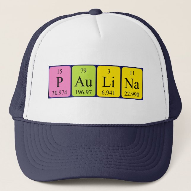 Camionero Gorra de nombre de tabla periódica de Paulina (Anverso)