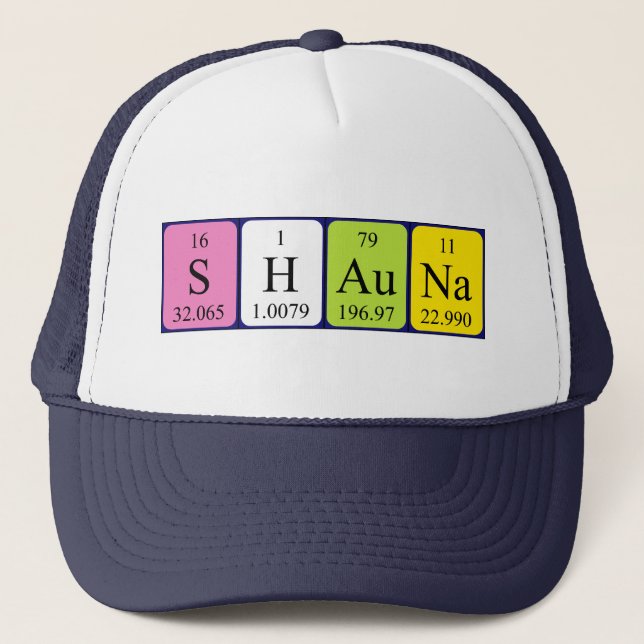 Camionero Gorra de nombre de tabla periódica de Shauna (Anverso)