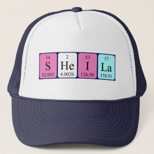 Camionero gorra de nombre de tabla periódica de Sheila