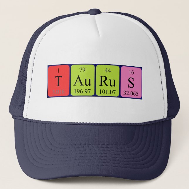 Camionero Gorra de nombre de tabla periódica de Taurus (Anverso)