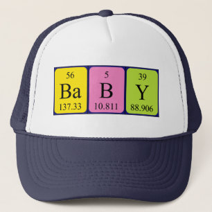 Camionero Gorra de nombre de tabla periódica para bebés