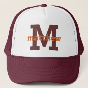 Camionero gorra de nombre y monograma de personalizado